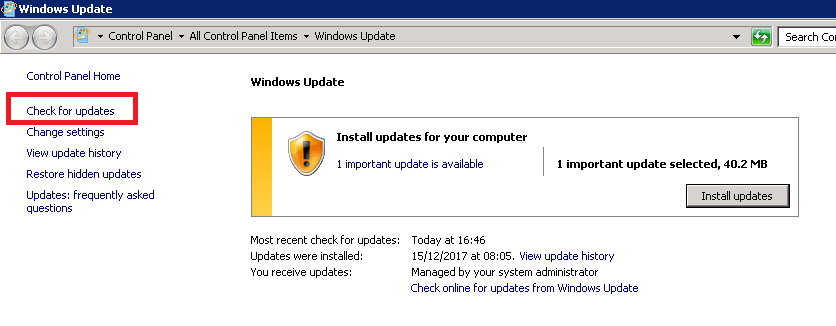 Server 2008 R2 Windows Updates