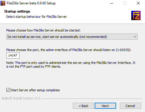 FTP install Startup