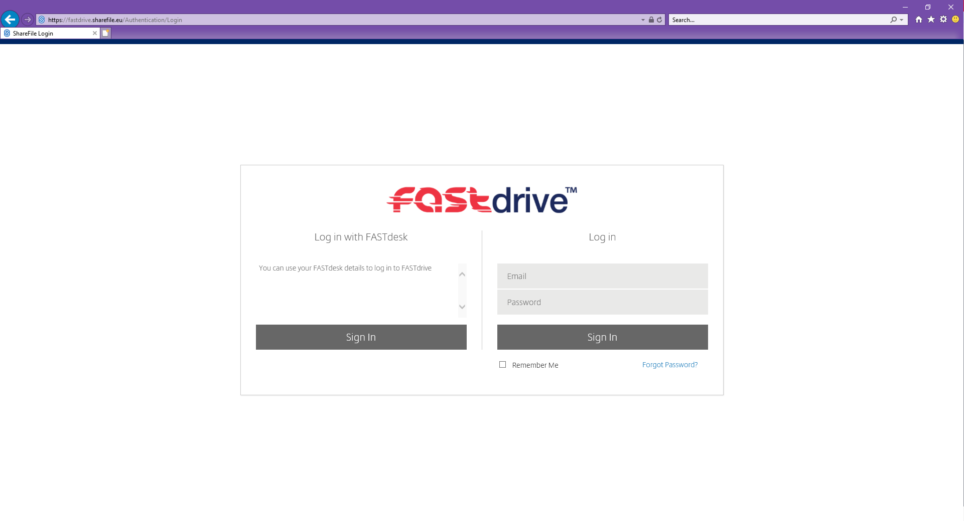 Image 1 FastDrive Login Page