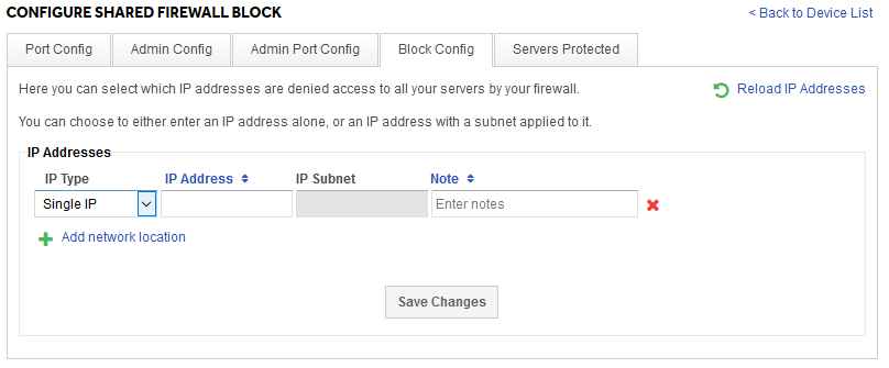 Block an IP on shared firewall